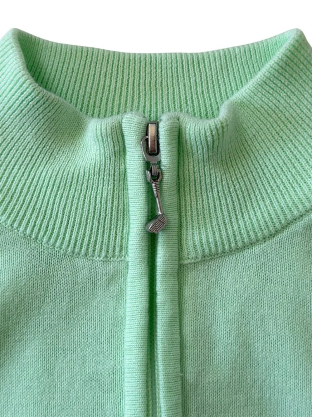 Glenmuir 1891 Cotton Golf Argyle 1/4 Zip Long Sleeve Sweater Ladies Mint Green L